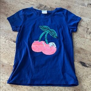 Vibrant Blue Kids Tee with Cherry Design